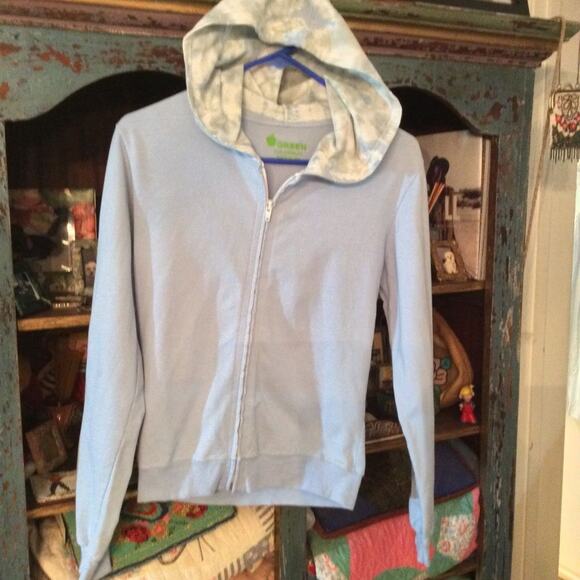 GREEN APPLE COTTON LYCRA TIE DYE YOGA HOODIE  S - Picture 1 of 4